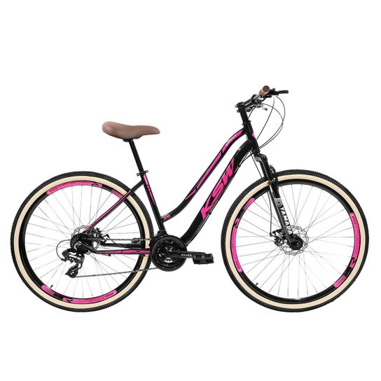 Bicicicleta Ksw Sunny Retrô Feminina 24 Marchas Shimano Tourney Suspensão de 80mm