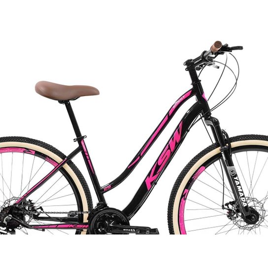 Bicicicleta Ksw Sunny Retrô Feminina 24 Marchas Shimano Tourney Suspensão de 80mm