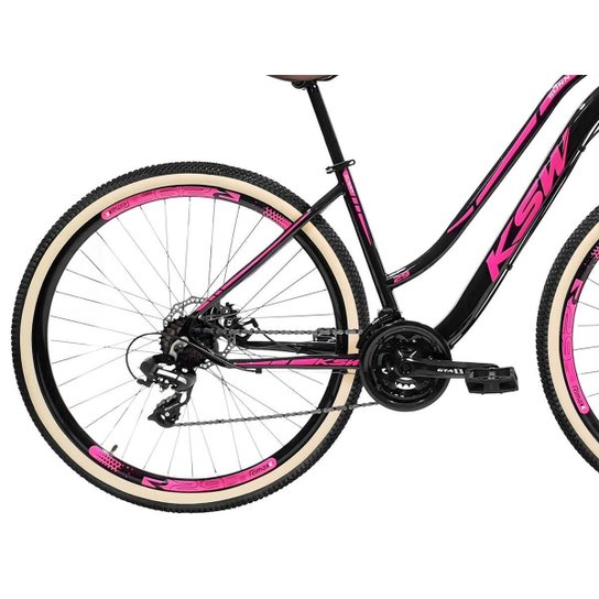 Bicicicleta Ksw Sunny Retrô Feminina 24 Marchas Shimano Tourney Suspensão de 80mm
