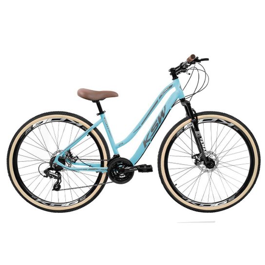Bicicicleta Ksw Sunny Retrô Feminina 24 Marchas Shimano Tourney Suspensão de 80mm