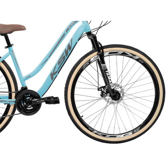 Bicicicleta Ksw Sunny Retrô Feminina 24 Marchas Shimano Tourney Suspensão de 80mm