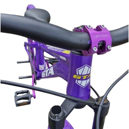Bicicleta 26 Gta Gravity Single Cubo k7 Barulhento Garfo C/Trava Freio Hidraulico Pneu Flame Roxo