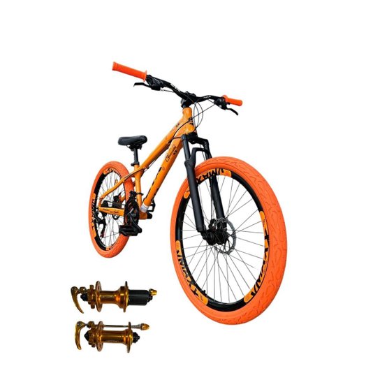 Bicicleta 26 Gta Rebel Freeride Downhill 24v Cubo Barulhento k7 Freio a Disco Rodas Vmaxx Pneu Flame