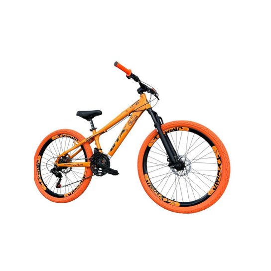 Bicicleta 26 Gta Rebel Freeride Downhill 24v Cubo Barulhento k7 Freio a Disco Rodas Vmaxx Pneu Flame