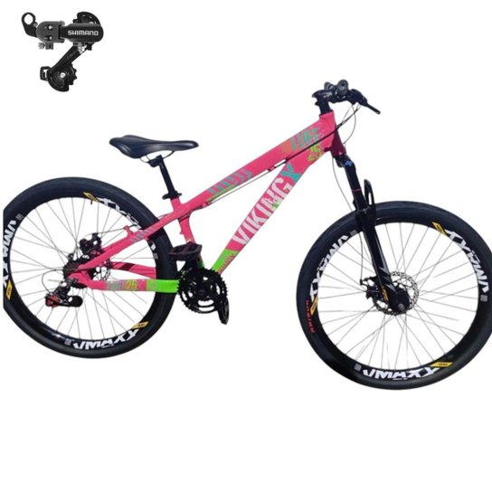 Bicicleta 26 VikingX T25 21v Cambio Traseiro Shimano Pneu Balão Flame