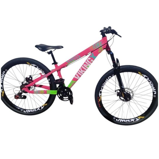 Bicicleta 26 VikingX T25 21v Cambio Traseiro Shimano Pneu Balão Flame