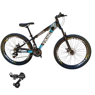 Bicicleta 26 VikingX T25 21v Freeride Cambio Traseiro Shimano Pneu Balão Flame