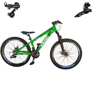 Bicicleta 26 VikingX T25 21v Freeride Cambios Shimano Pneu Balão Flame