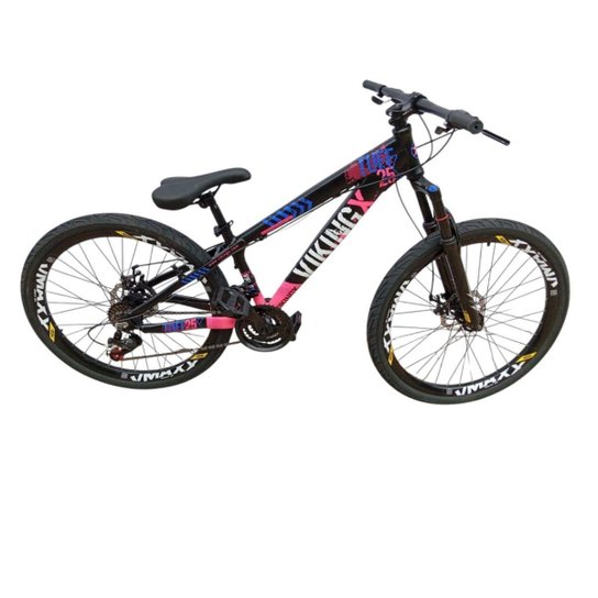 Bicicleta 26 VikingX T25 24v Freeride Básico Freio Disco Mecânico Pneu Aro 26 Balão Preto