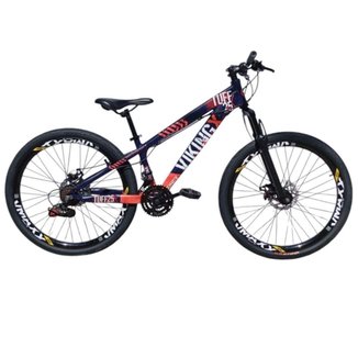 Bicicleta 26 VikingX T25 24v Freeride Básico Freio Disco Mecânico Pneu Aro 26 Balão Preto