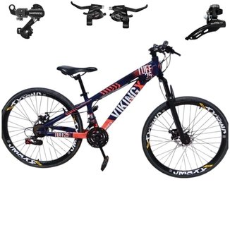 Bicicleta 26 VikingX Tuff25 21v  Aluminio Trocadores Shimano Freeride Disco Mecânico Pneu Slick 1.50