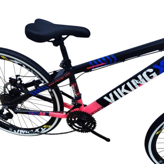 Bicicleta 26 VikingX Tuff30 21v Freios Hidraulicos Básicos Pneu Slick Fino Faixa Branco1.50
