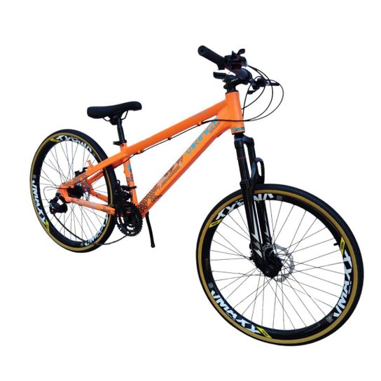 Bicicleta 26 VikingX Tuff30 24v Freios Hidraulicos Avançados Pneu Fino Faixa Amarelo