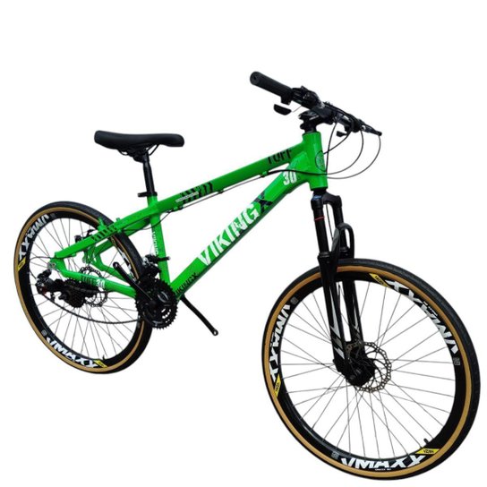 Bicicleta 26 VikingX Tuff30 24v Freios Hidraulicos Avançados Pneu Fino Faixa Amarelo