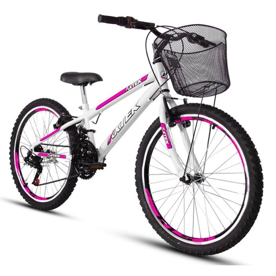 Bicicleta Aro 24 Axtek Sport Gold V-Brake Mtb 21V Feminina