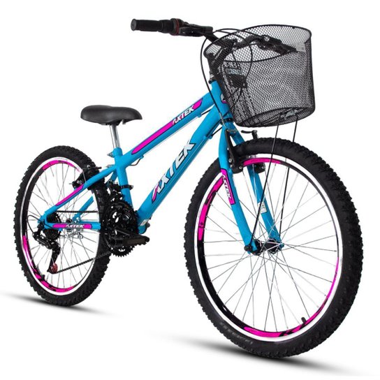 Bicicleta Aro 24 Axtek Sport Gold V-Brake Mtb 21V Feminina