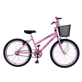 Bicicleta Aro 24 Femenina/Menina Juvenil Cestinha Freios V Brake Rodas Alumínio Aero