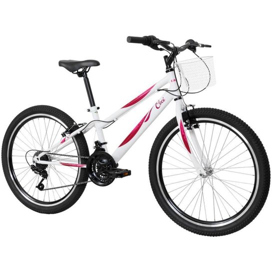 Bicicleta Aro 24 Infantil Caloi Ceci Branca 21 Marchas