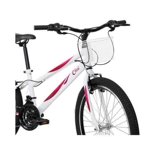 Bicicleta Aro 24 Infantil Caloi Ceci Branca 21 Marchas