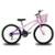 Bicicleta Aro 24 Infantil KOG Feminina Com 18 Marchas Cestinha - Violeta+Branco