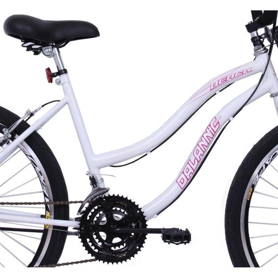 Bicicleta Aro 26 18 marchas com Cesta de Vime Beach - Branca