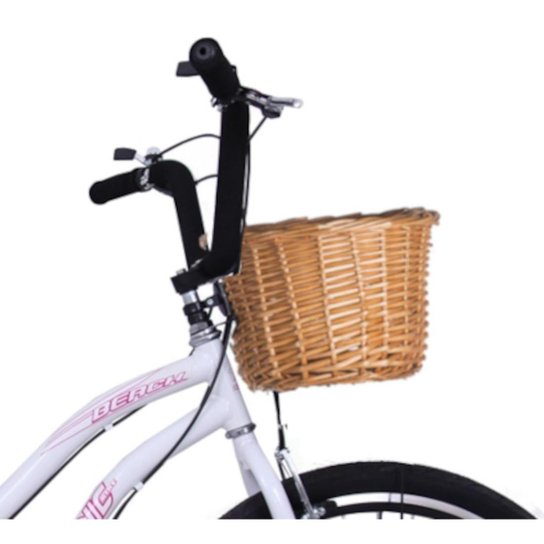 Bicicleta Aro 26 18 marchas com Cesta de Vime Beach - Branca