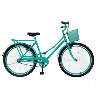 Bicicleta Aro 26 Feminina Urbana Retro Vintage Lazer Com Cestinha Freios V Brake