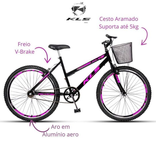 Bicicleta Aro 26 Kls Free Gold Freio V-Brake Mtb Feminina