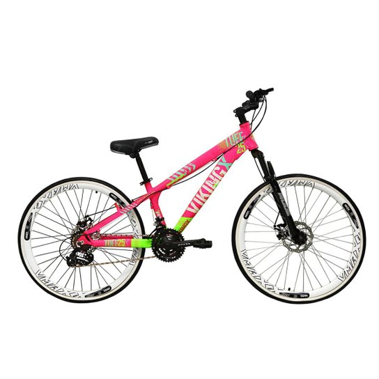 Bicicleta Aro 26 Vikingx Tuff 21v Alumínio Câmbio Shimano Freio a Disco Aros Vmaxx Branco