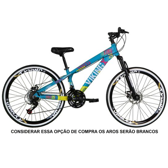 Bicicleta Aro 26 Vikingx Tuff 21v Alumínio Freeride Aros Vmaxx Brancos Freio a Disco Hidráulicos