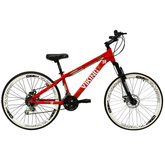 Bicicleta Aro 26 Vikingx Tuff 21v Alumínio Freeride DH Aro Vmaxx Branco Câmbios Shimano Freio Disco