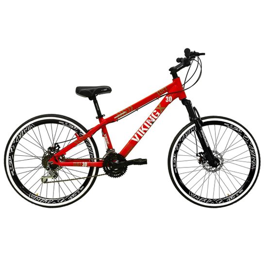 Bicicleta Aro 26 Vikingx Tuff 21v Alumínio Freeride DH Aros Vmaxx Pretos Freio a Disco