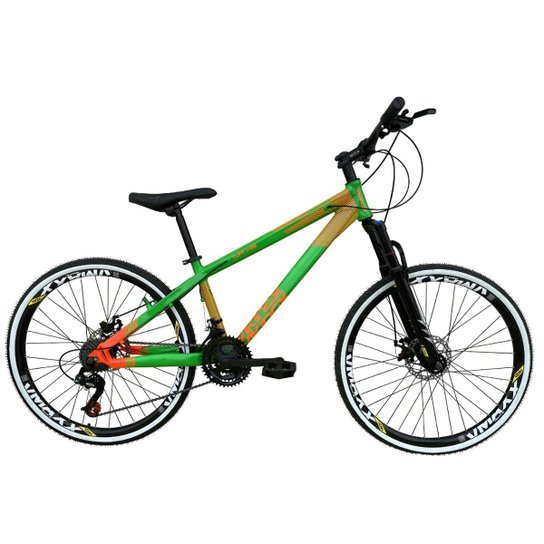 Bicicleta Aro 26 Vikingx Tuff 21v Alumínio X35 X-35 Freeride DH Aros Vmaxx Freio a Disco