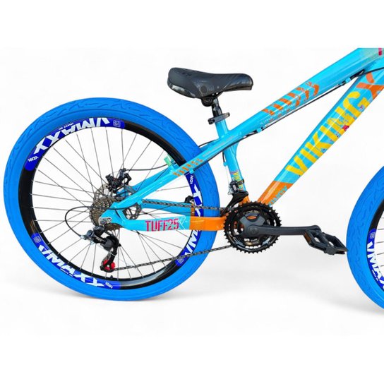 Bicicleta Aro 26 Vikingx Tuff Freeride Câmbios Shimano 21v Aros Vmaxx DH Freio a Disco Pneu Flame