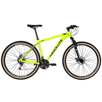 Bicicleta Aro 29 Absolute Nero 4 Alumínio 24v Cabos Internos Freios a Disco Suspensão Pneus Bege