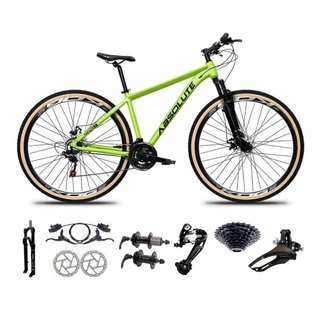 Bicicleta Aro 29 Absolute Nero 4 Kit 27v K7 Freio Hidráulico 3x9 Suspensão 100mm Trava Pneu Faixa
