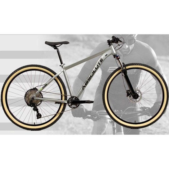 Bicicleta Aro 29 Absolute Nero 5 12v Suspensão c/ Trava K7 11/50 Freio Hidráulico Kit 1x12 Pneu Bege