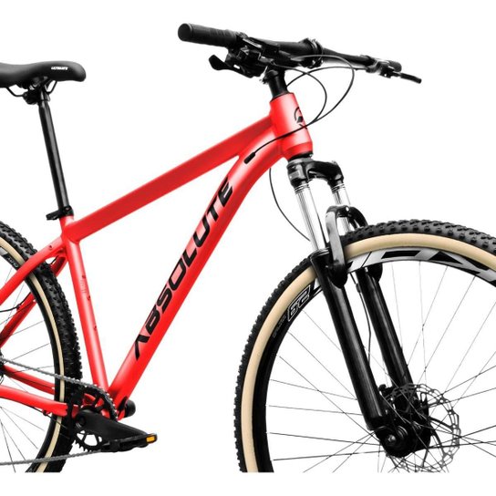 Bicicleta Aro 29 Absolute Nero 5 12v Suspensão c/ Trava K7 11/50 Freio Hidráulico Kit 1x12 Pneu Bege