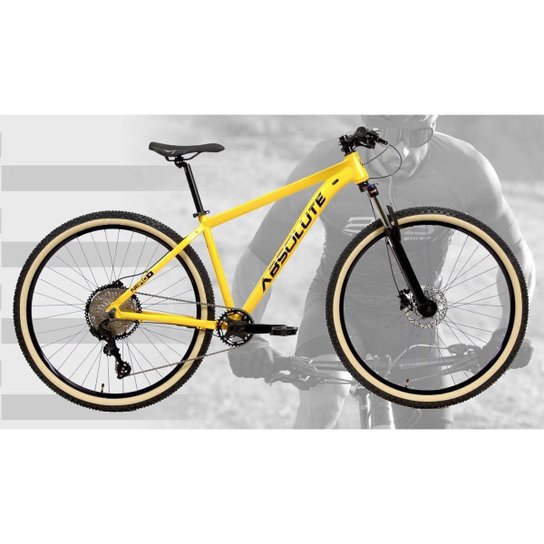 Bicicleta Aro 29 Absolute Nero 5 12v Suspensão c/ Trava K7 11/50 Freio Hidráulico Kit 1x12 Pneu Bege