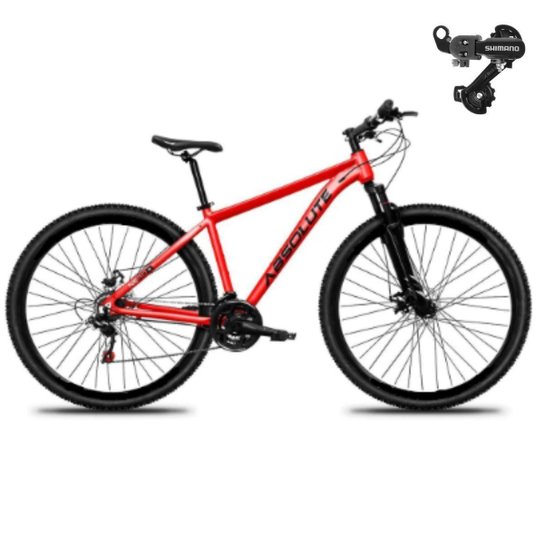 Bicicleta Aro 29 Absolute Nero 5 21 Marchas Mtb Indexada Alumínio Suspensão 80mm Cambio Tras Shimano