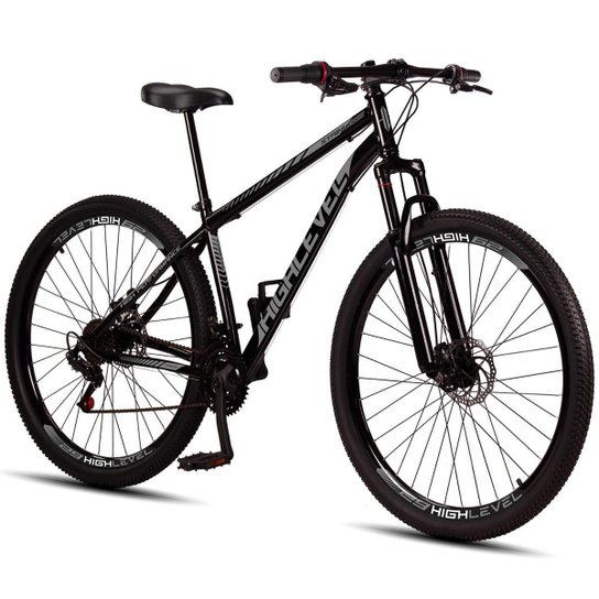 Bicicleta Aro 29 Aço Carbono HighLevel Freios Disco Suspensão 21v