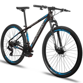 Bicicleta aro 29 alfameq makan freio a disco mecanico 24v - câmbios index