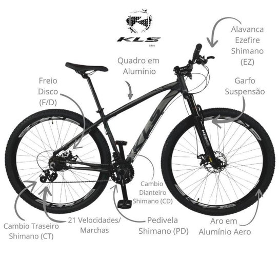 Bicicleta Aro 29 Alum KLS Storm Ez CD/CT PD Shimano Mtb Disco 21V