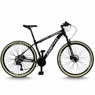 Bicicleta Aro 29 Cripto 24 Marchas Freios Disco e Suspensão Pneu Bege