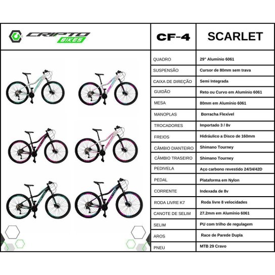 Bicicleta Aro 29 Cripto 24 Marchas Shimano Freio Hidraulico