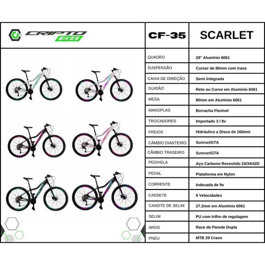 Bicicleta Aro 29 Cripto 27 Marchas Freio Hidráulico Trava K7
