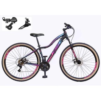 Bicicleta Aro 29 Feminina Ksw Mwza Alumínio 24v Câmbios Shimano Tz Freio a Disco Pneus Faixa Bege