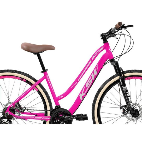 Bicicleta aro 29 Feminina KSW Retro C Cesta 21V Freio Disco
