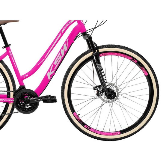 Bicicleta aro 29 Feminina KSW Retro C Cesta 21V Freio Disco