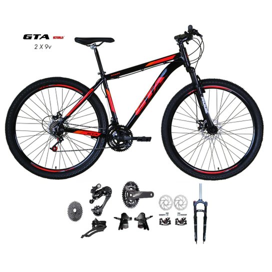 Bicicleta Aro 29 Gta Start Kit 2x9 Gta Sunrun Freio Disco K7 11/36 Pedivela 24/38d Suspensão Trava